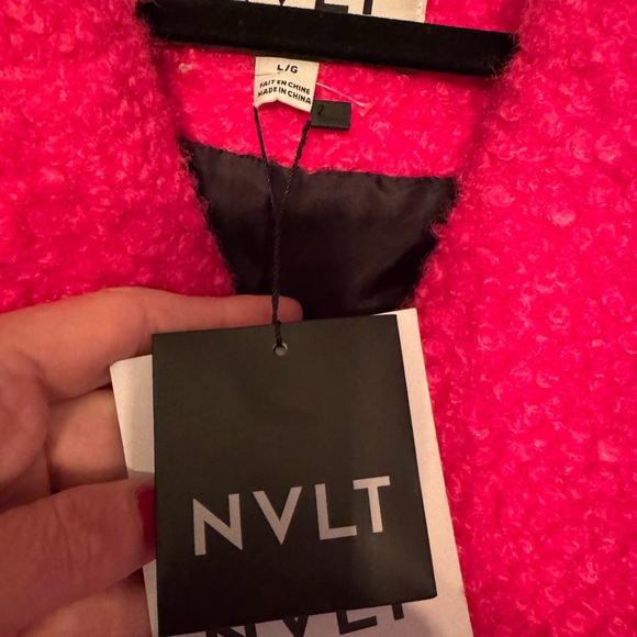 Anthropolgie NWT NVLT Textured Pink Boucle Coat Wool Blend Oversized Winter Sz L - Picture 6 of 7